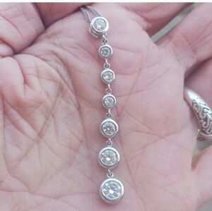 New! Gorgeous! Bella Luce,white czs',bezel set,pendant, chain solid,925 sterling